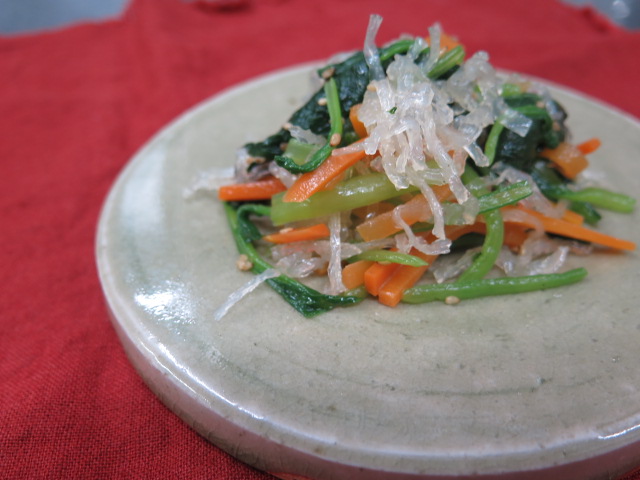 小松菜と寒天のナムル